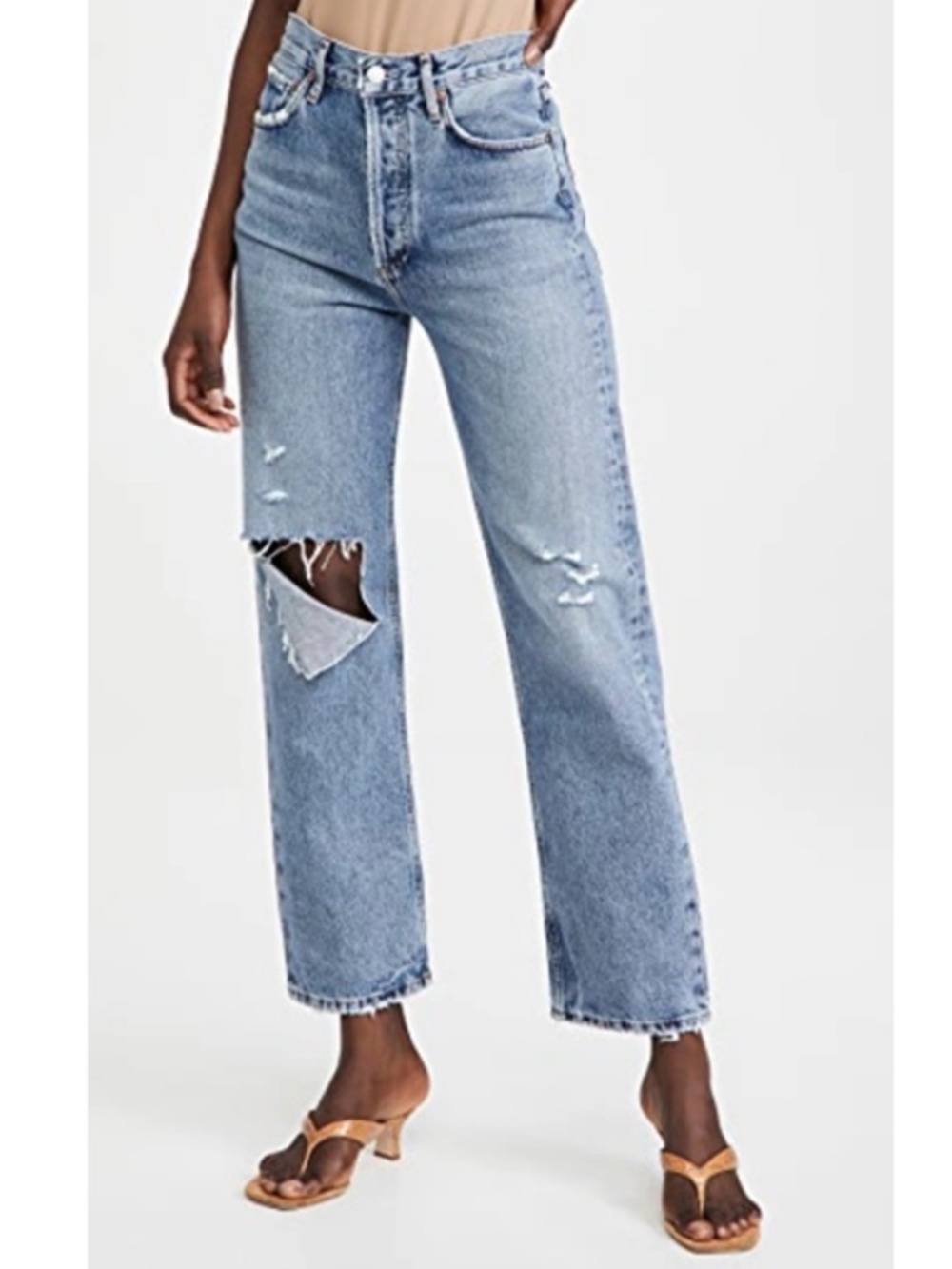 Agolde 90's Pinch Waist High Rise Straight Leg Jeans in Lineup Cotton Size 25